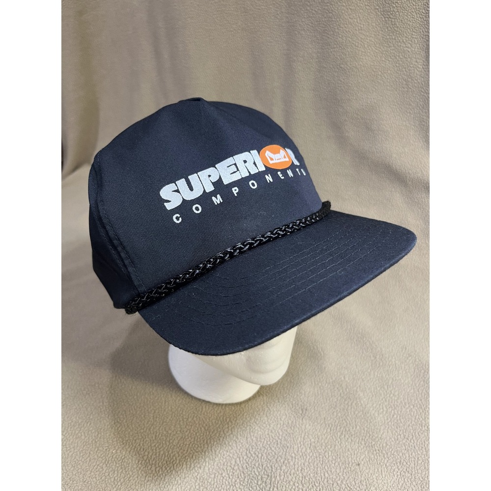 Superior Components Black Rope Detail Snapback Hat Adjustable Baseball Cap